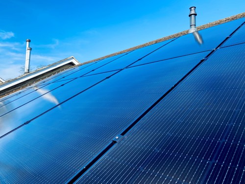Solar panels installed on the roof of a house